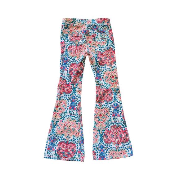 We The Free People Corduroy Flare Pants 27 Short Floral Pull On Groovy Hippie - Picture 2 of 7